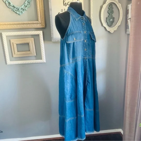 pilcro sleeveless halter swing midi dress NEW Anthropologie Pilcro Sleeveless Halter Swing Midi Dress Size XSP